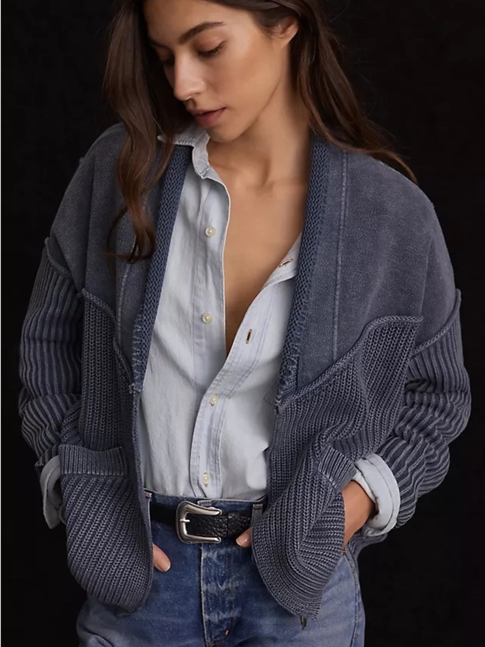 Pilcro Acid Wash Cardigan Sweater